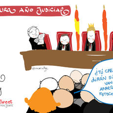 En la apertura del #añojudicial nuestra dibujante de #vistoparahumor no pierde detalle 